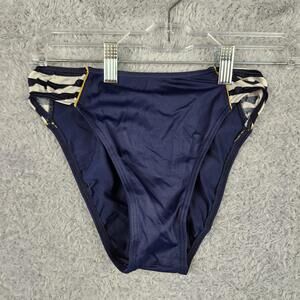 Vintage Sunflair Swim Bottom Womens Size Navy Blue Side Strap Bikini Germany 80s